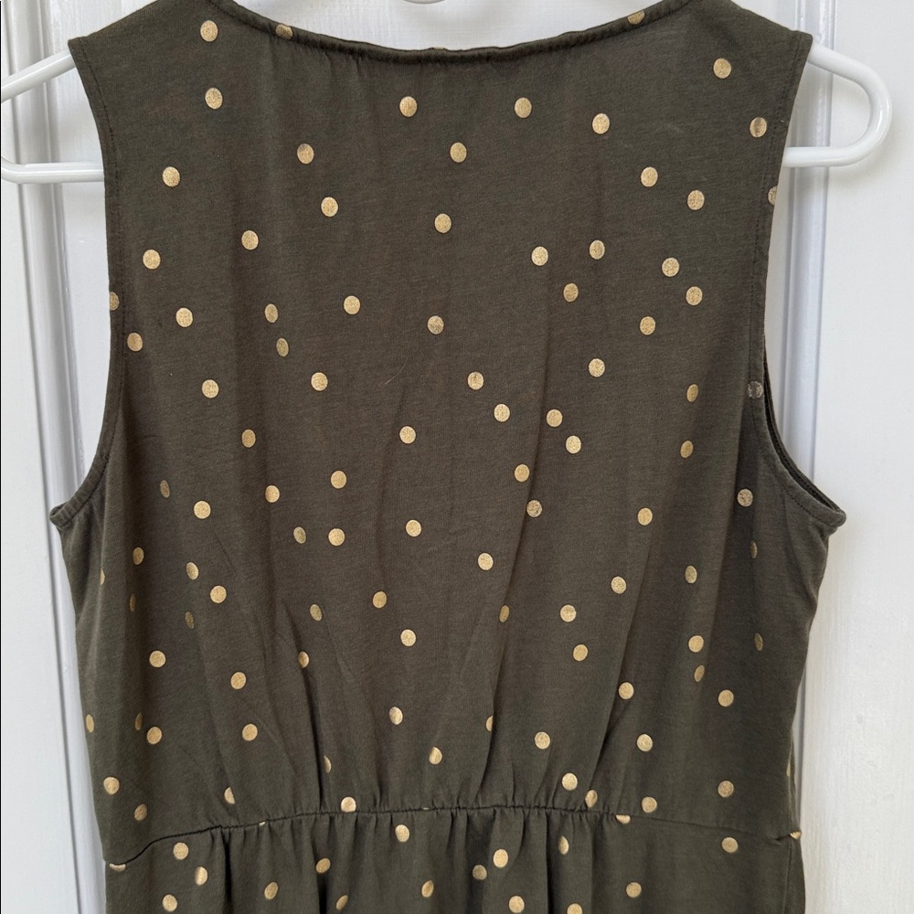 Boden Melinda Jersey Dress olive green gold polka dots size 10 - Picture 12 of 16
